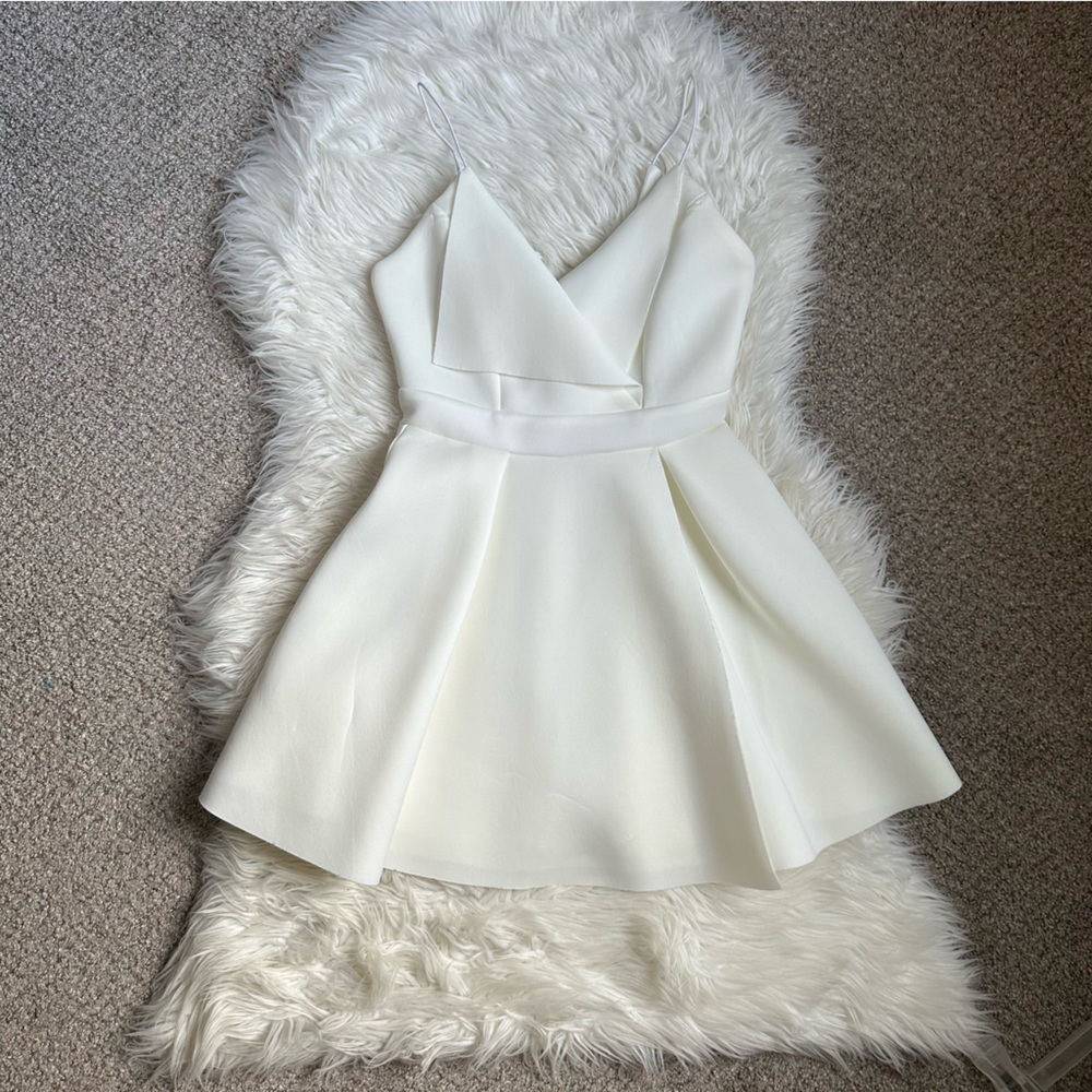 ASOS White Spaghetti Strap Peplum Dress Size 2